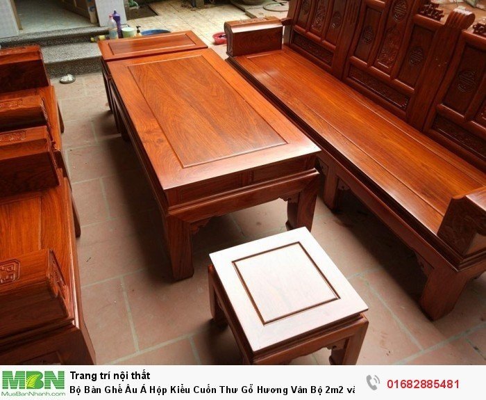 Bộ Bàn Ghế Âu Á Hộp Kiểu Cuốn Thư Gỗ Hương Vân8