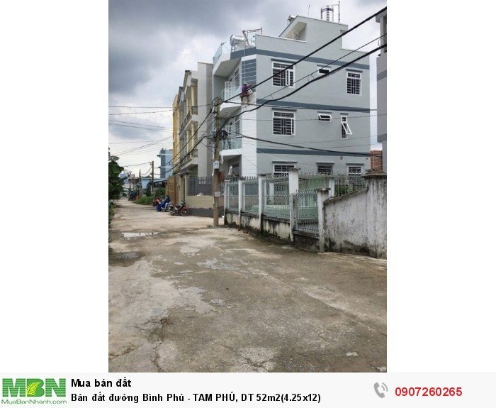 Bán đất đường Bình Phú - TAM PHÚ, DT 52m2(4.25x12)