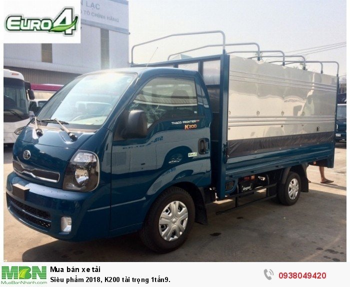 Xe tải Kia K200 - Động cơ Hyundai - Tải trọng 1900 Kg