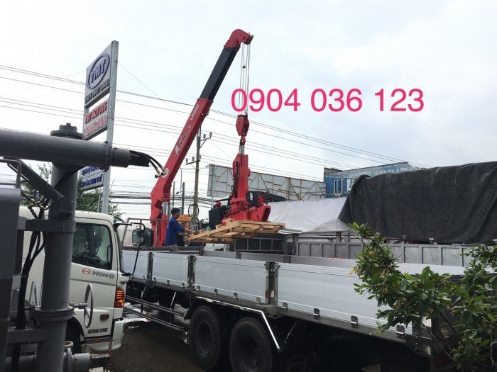 Xe tải gắn cẩu hino 15t cẩu unic 5t 5 khúc
