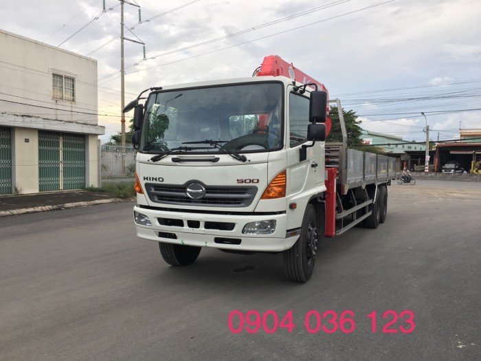 Xe tải gắn cẩu hino 15t cẩu unic 5t 5 khúc