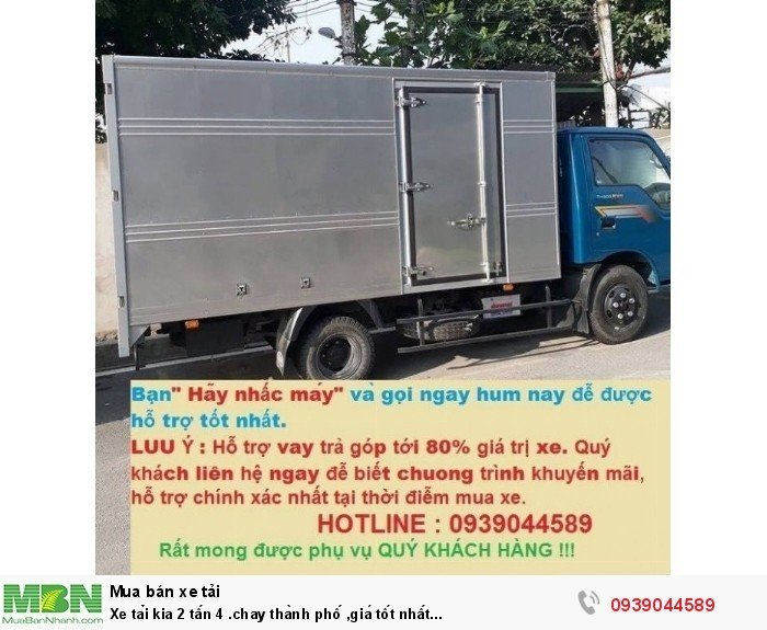 Xe tải Kia k165 2 tấn 4 vào thành phố giá tốt nhất