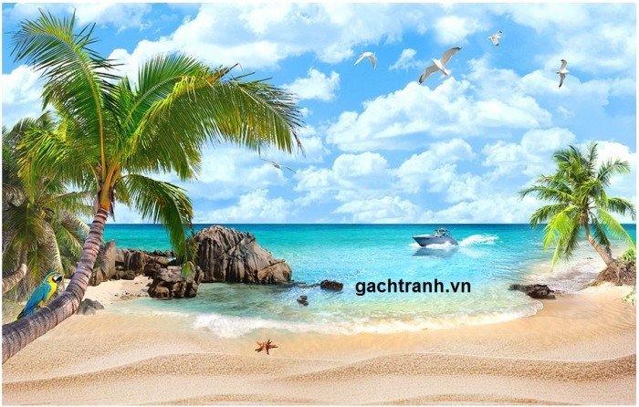Tranh 3d phong cảnh cây dừa bãi biển Mới 100%, giá: đ, gọi: 0974  389 731, Cao Phong - Hòa Bình, id-dcaf1100