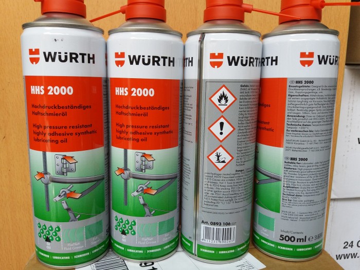 Mỡ bò nước dạng xịt bôi trơn chịu nhiệt Wurth HHS 2000 500ml