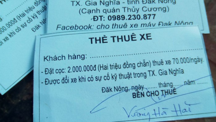 Cho thuê xe máy tại Đak Nông