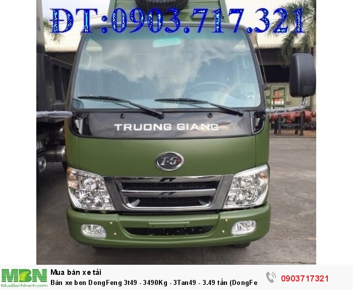 Bán xe ben DongFeng 3t49 - 3490Kg - 3Tan49 - 3.49 tấn (DongFeng Trường Giang 3T49)