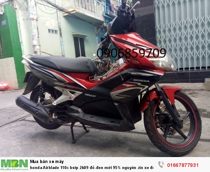 Honda Airblade 110c bstp 2k09 đỏ-đen mới 95% nguyên zin xe đẹp máy êm