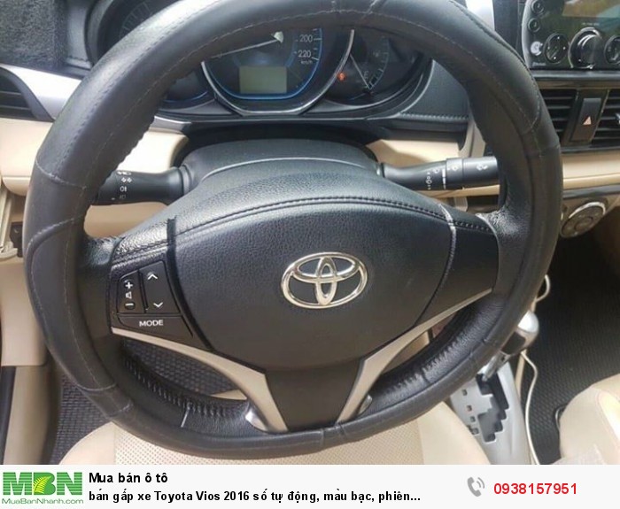 Bán gấp xe Toyota Vios 2016 số tự động, màu bạc, phiên bản G cao nhất