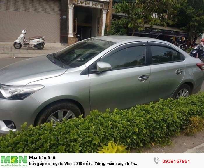 Bán gấp xe Toyota Vios 2016 số tự động, màu bạc, phiên bản G cao nhất