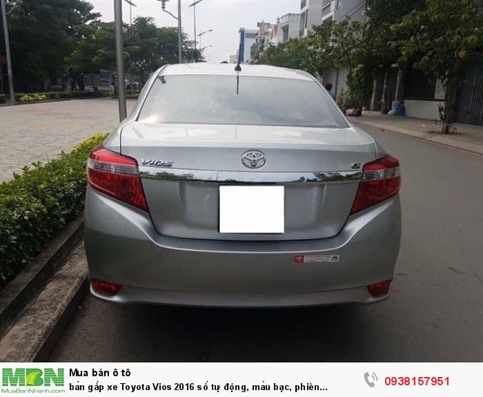 Bán gấp xe Toyota Vios 2016 số tự động, màu bạc, phiên bản G cao nhất