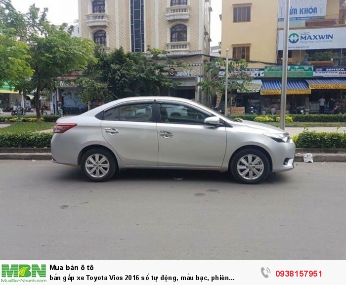 Bán gấp xe Toyota Vios 2016 số tự động, màu bạc, phiên bản G cao nhất