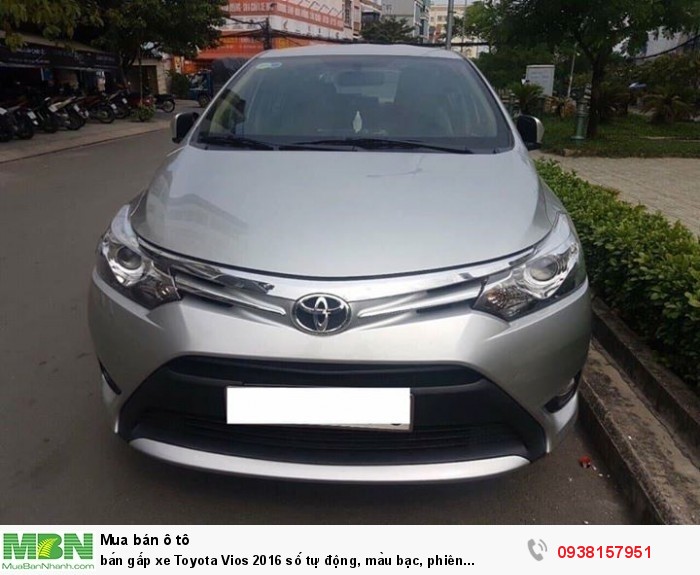 Bán gấp xe Toyota Vios 2016 số tự động, màu bạc, phiên bản G cao nhất