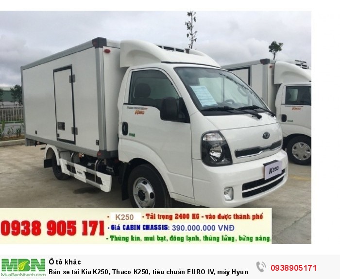 Bán xe tải Kia K250, Thaco K250, tiêu chuẩn EURO IV, máy Hyundai, mới 2018 2
