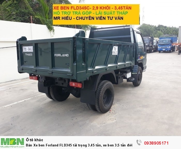Bán Xe ben Forland FLD345 tải trọng 3.45 tấn, xe ben 3.5 tấn đời 2017, có hỗ trợ trả góp trên TPHCM