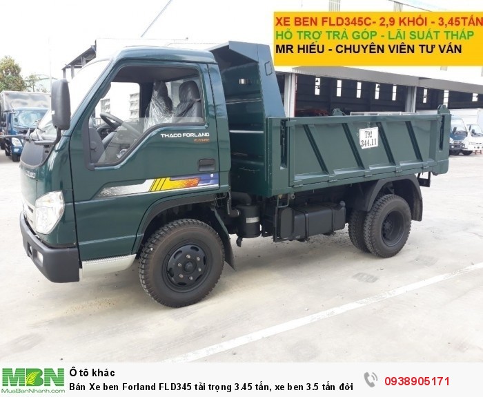 Bán Xe ben Forland FLD345 tải trọng 3.45 tấn, xe ben 3.5 tấn đời 2017, có hỗ trợ trả góp trên TPHCM