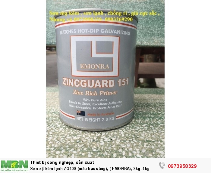 Sơn xịt kẽm lạnh ZG400 (màu bạc sáng), ( EMONRA), 2kg. 4kg3