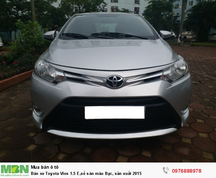 Bán xe Toyota Vios 1.5 E,số sàn màu Bạc, sản xuất 2015