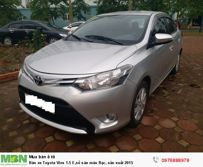 Bán xe Toyota Vios 1.5 E,số sàn màu Bạc, sản xuất 2015