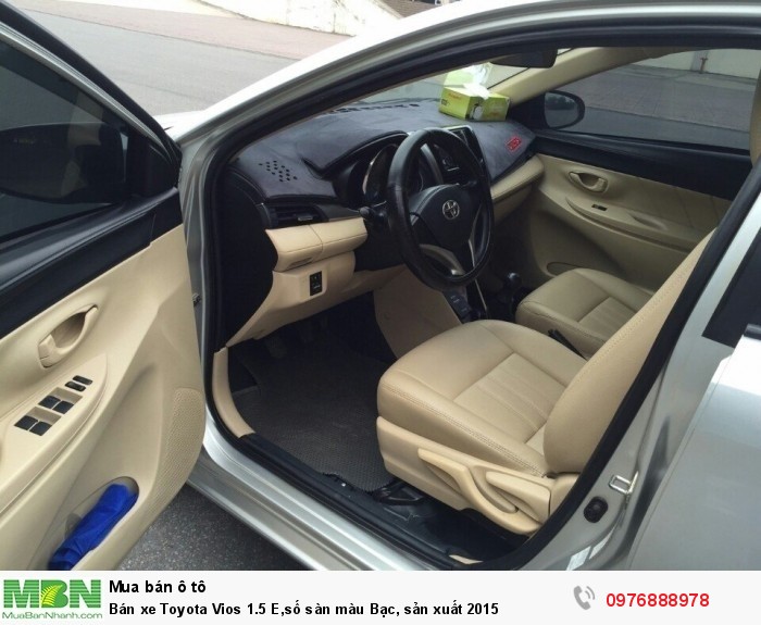 Bán xe Toyota Vios 1.5 E,số sàn màu Bạc, sản xuất 2015