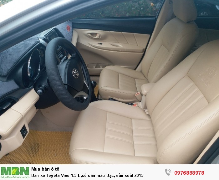Bán xe Toyota Vios 1.5 E,số sàn màu Bạc, sản xuất 2015