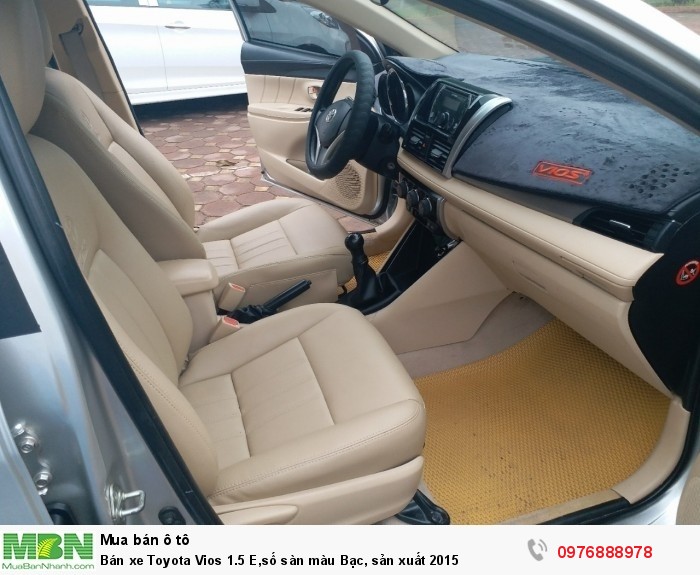Bán xe Toyota Vios 1.5 E,số sàn màu Bạc, sản xuất 2015