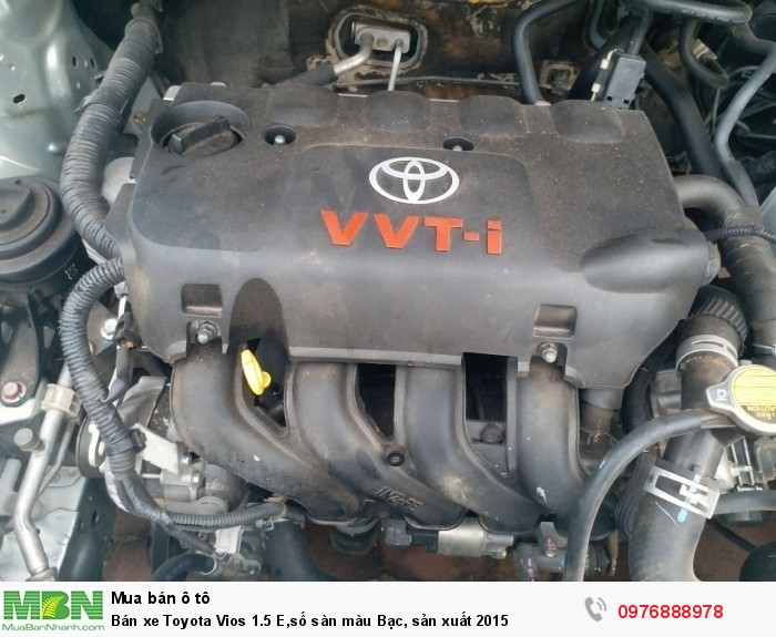 Bán xe Toyota Vios 1.5 E,số sàn màu Bạc, sản xuất 2015