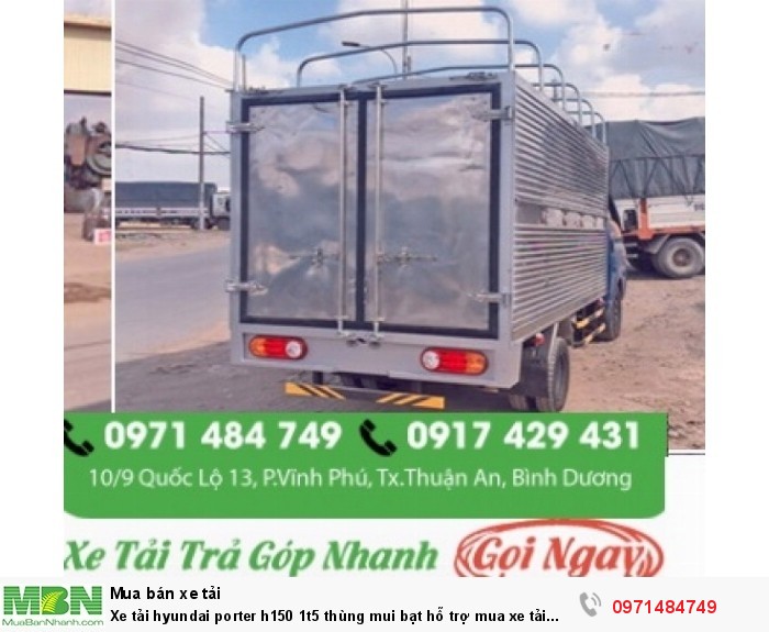 Xe tải hyundai porter h150 1t5 thùng mui bạt  hỗ trợ mua xe tải trả góp nhanh