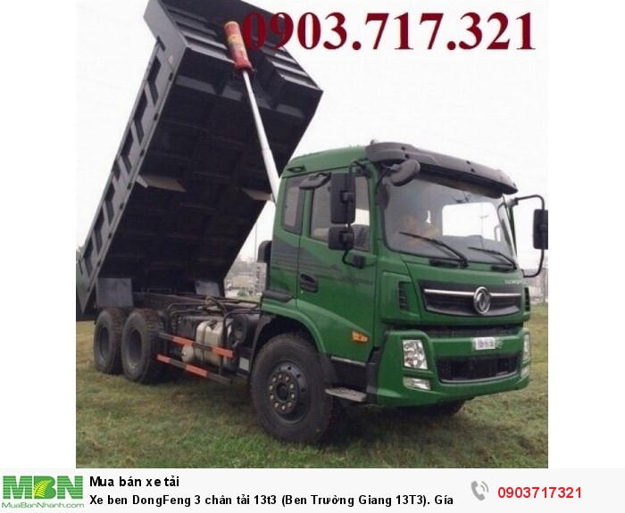 Xe ben DongFeng 3 chân tải 13t3 (Ben Trường Giang 13T3). Gía bán xe ben DongFeng 13T3