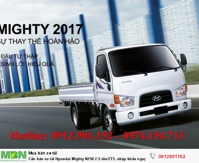 Cần bán xe tải Hyundai Mighty N250 2.5 tấn/2T5, nhập khẩu nguyên chiếc mới 100%
