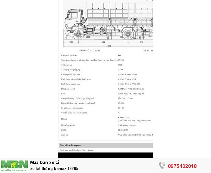 Xe tải thùng kamaz 43265