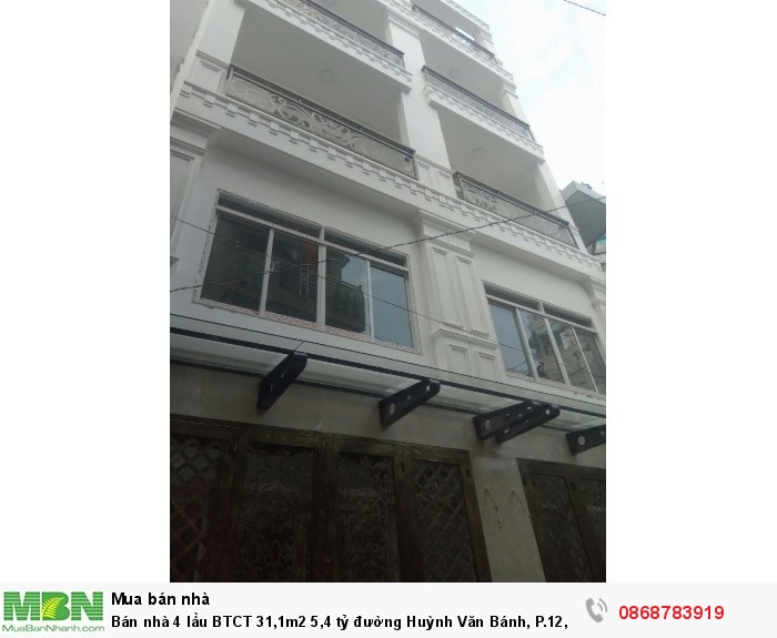 Bán nhà 4 lầu BTCT 31,1m2 5,4 tỷ đường Huỳnh Văn Bánh, P.12, Phú Nhuận