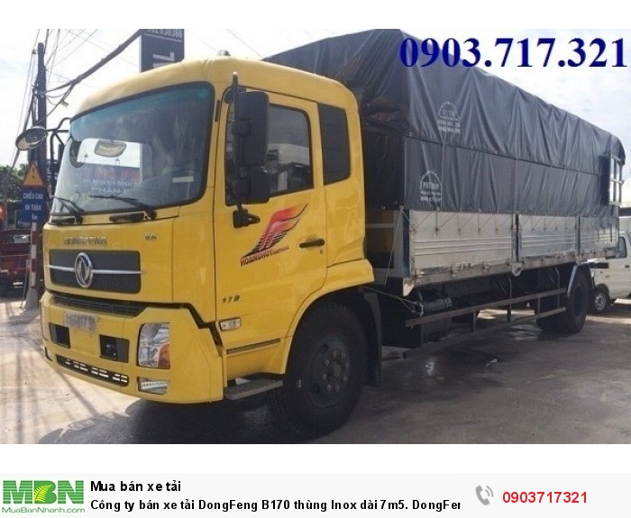 Công ty bán xe tải DongFeng B170 thùng Inox dài 7m5. DongFeng B170 tải cao 9T35