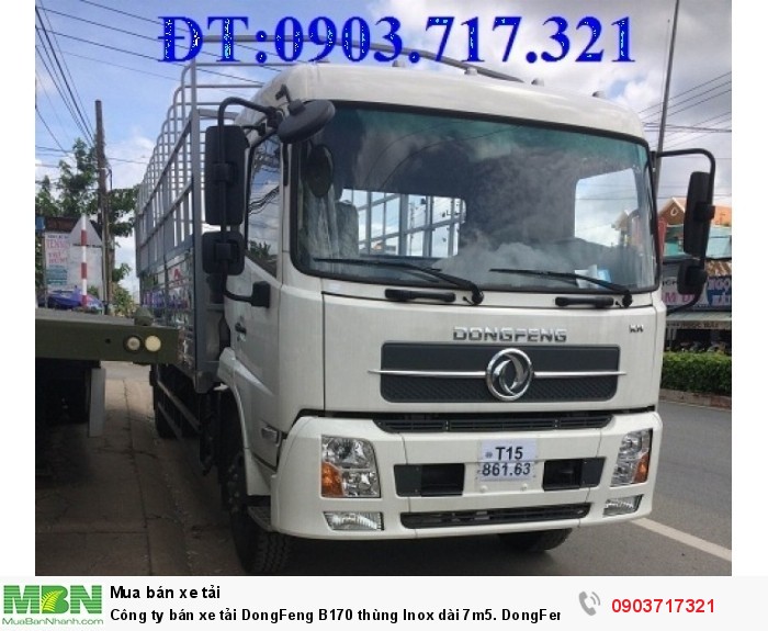 Công ty bán xe tải DongFeng B170 thùng Inox dài 7m5. DongFeng B170 tải cao 9T35