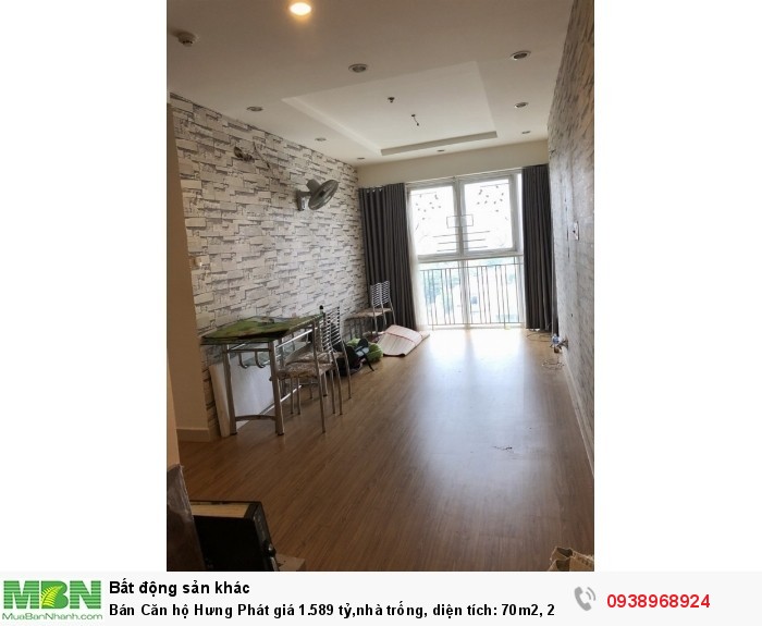 Bán Căn hộ Hưng Phát giá 1.589 tỷ,nhà trống, diện tích: 70m2, 2 phòng ngủ, 2WC.