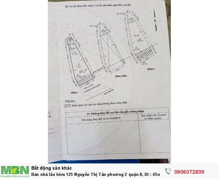 Bán nhà lầu hẻm 125 Nguyễn Thị Tần phường 2 quận 8, Dt : 45m2,  Giá : 1.65 Tỷ