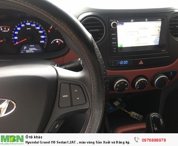 Hyundai Grand I10 Sedan1.2AT , màu vàng Sản Xuất và Đăng ký 12.2017