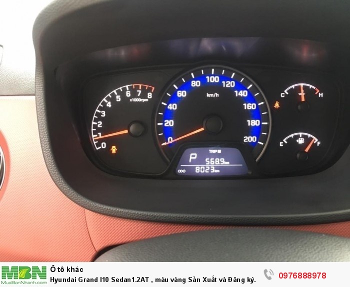 Hyundai Grand I10 Sedan1.2AT , màu vàng Sản Xuất và Đăng ký 12.2017