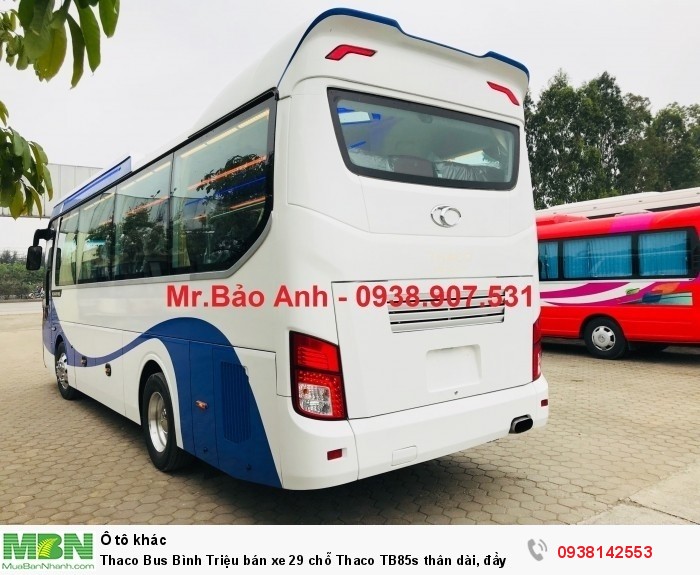 Giá mua bán xe 29 chỗ Thaco TB85s thân dài, đầy đủ tiện nghi 2018