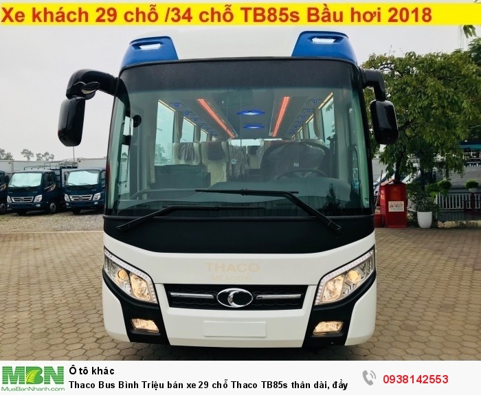 Giá mua bán xe 29 chỗ Thaco TB85s thân dài, đầy đủ tiện nghi 2018