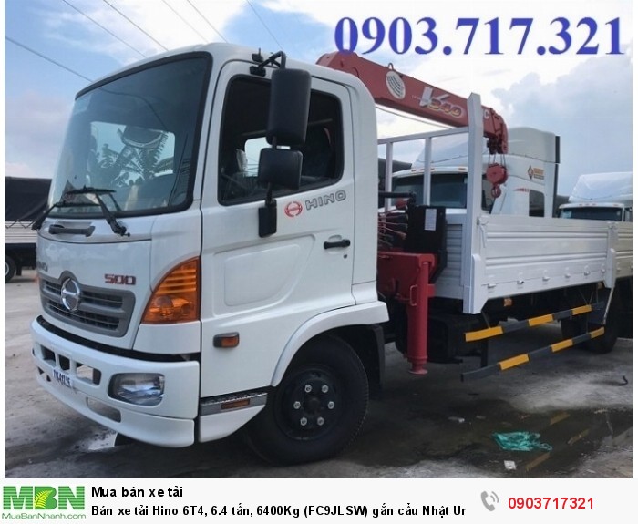 Bán xe tải Hino 6T4, 6.4 tấn, 6400Kg (FC9JLSW) gắn cẩu Nhật Unic URV344 mới