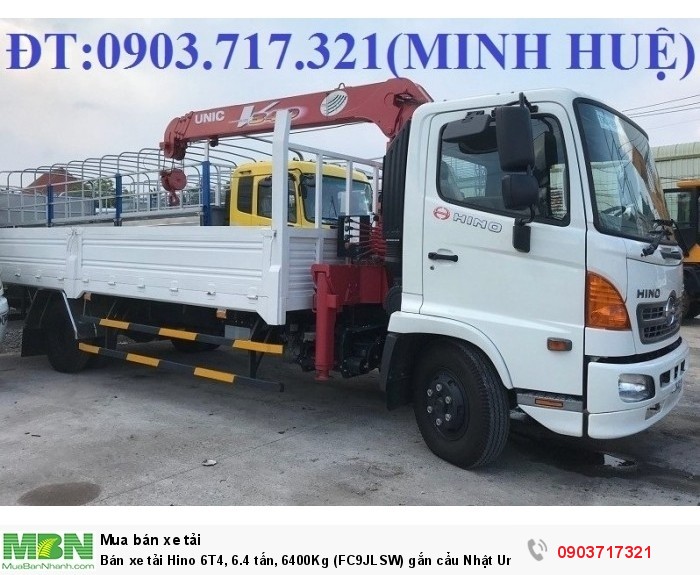 Bán xe tải Hino 6T4, 6.4 tấn, 6400Kg (FC9JLSW) gắn cẩu Nhật Unic URV344 mới