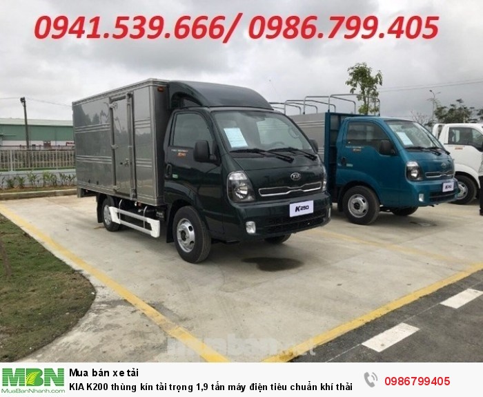 KIA K200 thùng kín tải trọng 1,9 tấn máy điện tiêu chuẩn khí thải Euro4, hỗ trợ trả góp 75%