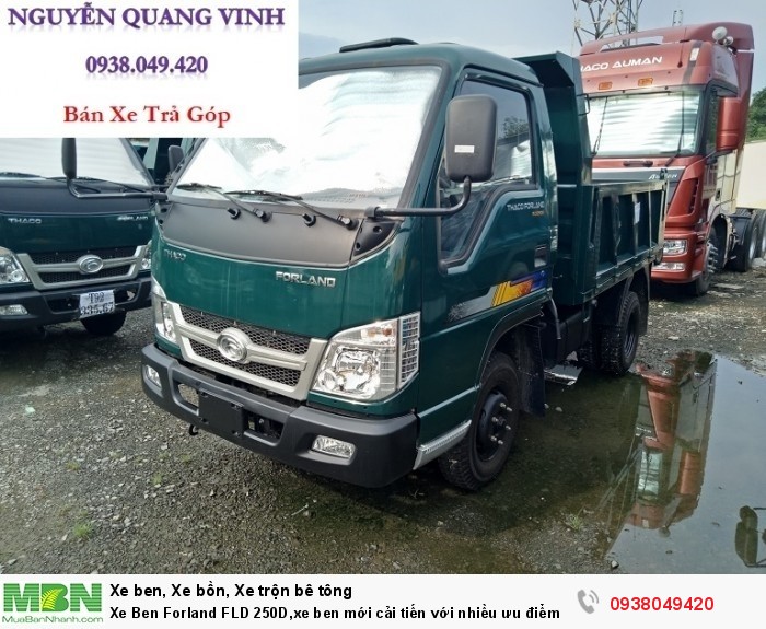 Xe Ben Forland FLD 250D,xe ben mới cải tiến với nhiều ưu điểm vượt trội,thùng 2khối1,tải 2tấn4