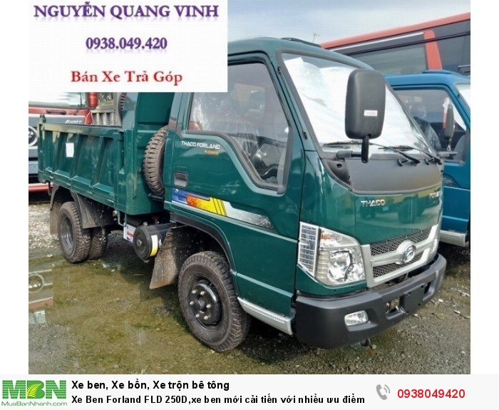 Xe Ben Forland FLD 250D,xe ben mới cải tiến với nhiều ưu điểm vượt trội,thùng 2khối1,tải 2tấn4
