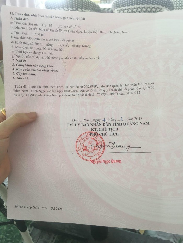 Cần bán lô đất khu 7b .Điện Ngọc - Điện Bàn Quảng Nam