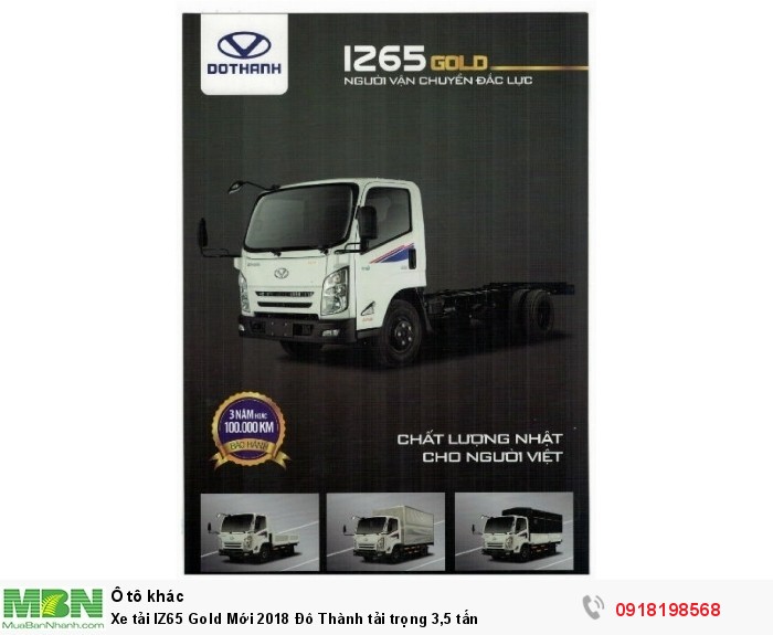 Xe tải IZ65 Gold Mới 2018 Đô Thành tải trọng 3,5 tấn