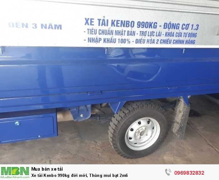 Xe tải Kenbo 990kg đời mới, Thùng mui bạt 2m6