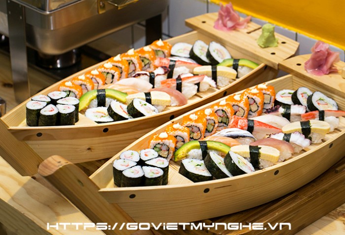 Khay thuyền gỗ sushi, khay thuyền gỗ sashimi, khay thuyền gỗ trang ...