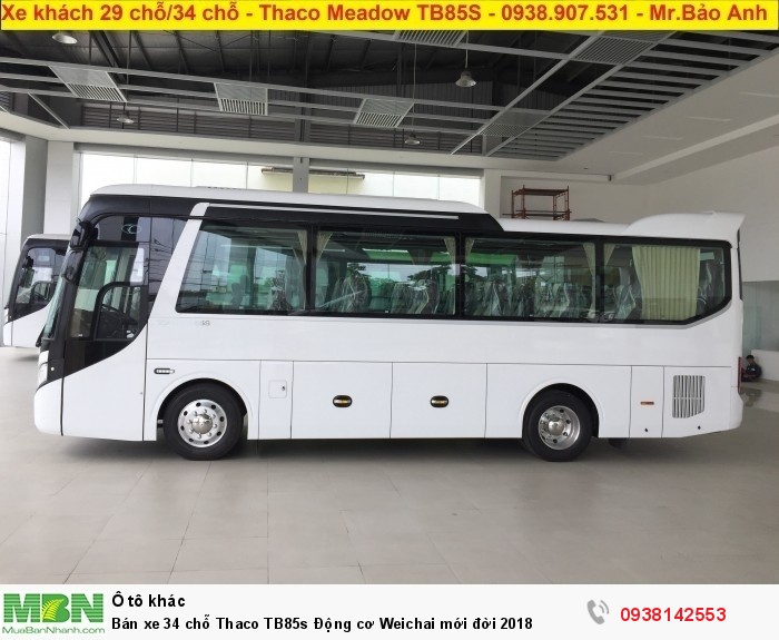 Bán xe 34 chỗ Thaco TB85s Động cơ Weichai mới đời 2018