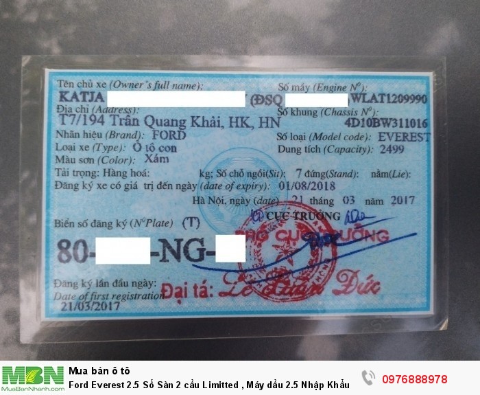 Ford Everest 2.5 Số Sàn 2 cầu Limitted , Máy dầu 2.5 Nhập Khẩu Thái Lan,  sản xuất 2010